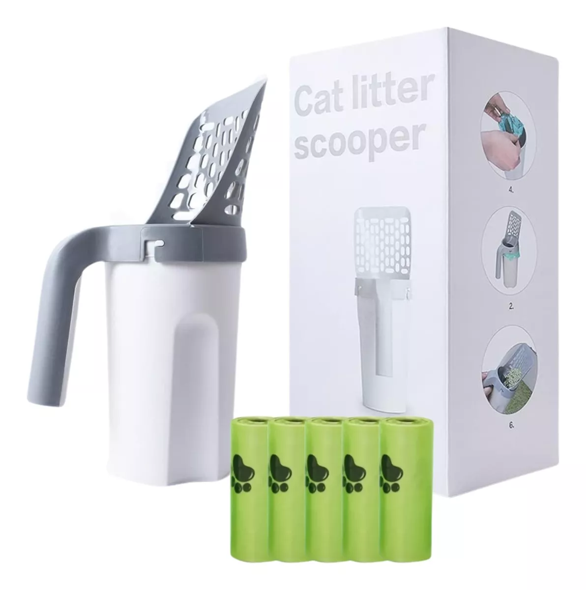 Recogedor de arena para gatos con soport